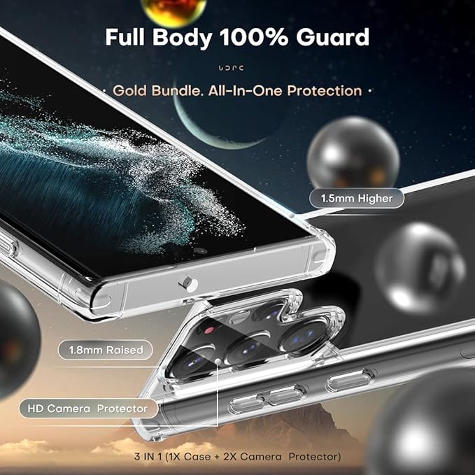 TOCOL for Samsung Galaxy S22 Ultra Case, Translucent Matte Hard Back [Military Grade Shockproof] [Anti-Scratch & Anti-Fingerprint] Slim Fit Protective Cover for Galaxy S22 Ultra Case 6.8'', Clear