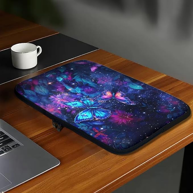 Butterfly Flower Laptop Sleeve 17 inch Lap Top Case for Women Girls Galaxy Computer Sleeve Slim Laptop Protector with Multiple Uses Laptop Carrying Case Briefcase, 2403080BZ1403051