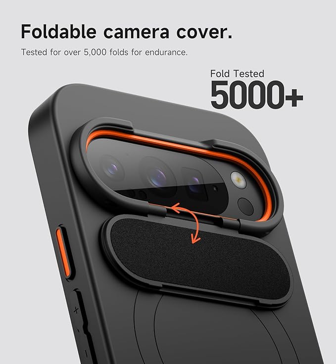 SURITCH for Google Pixel 9/9 Pro Phone Case, Compatible with MagSafe, Protective Cover with Camera Cover & Adjustable Metal Kickstand for Pixel 9/9 Pro -Black