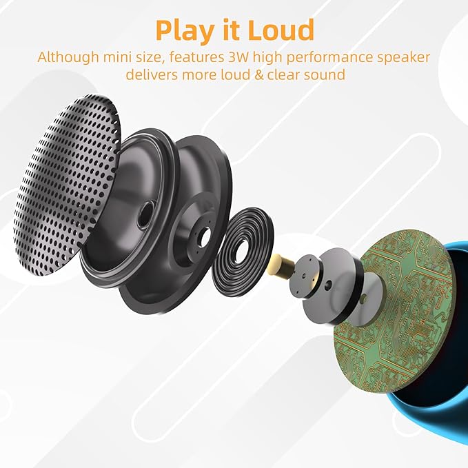 2Pack Portable Mini Speaker, Bluetooth Tiny Speaker for Shower, Room, Bike, Rechargeable Battery, Built-in Microphone with Strap to Carry, Blue
