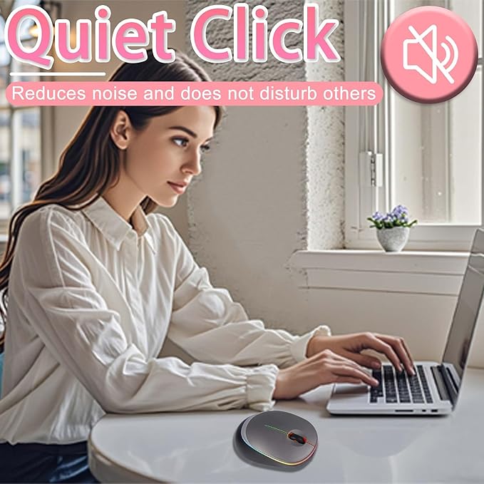 Ergonomic Vertical Mouse Wireless Bluetooth Rechargeable Silent Portable Ergo Mice with RGB LED Light & 2.4G USB Receiver, for PC Laptop Tablet Computer, Office Home, Adult Student Kids Gift-Grey