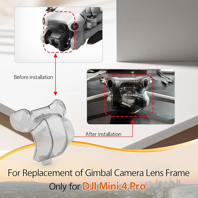 for DJI mini 4 Pro Gimbal Camera Protector Lens Dustproof Replacemen for Mini 4 Pro Gimbal Camera Lens Cover Cap Drone Accessories Parts (Black Transparent)