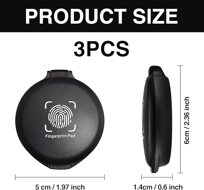 3PCS Black Fingerprint Ink Pads, Mini Portable Thumbprint Ink Pad for Notary Supplies Identification Security ID Fingerprint Cards Law Enforcement Fingerprint Kit Home Office Use