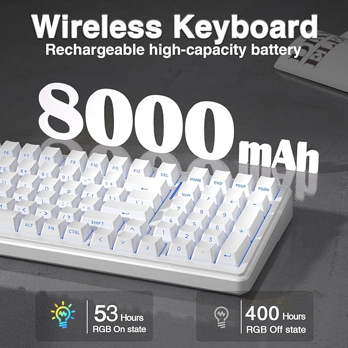 AULA F99 Wireless Mechanical Keyboard,Triple-Mode(BT5.0/2.4GHz/USB-C),Gasket Mounted Creamy Keyboard with Linear Switches, Side Printed PBT Keycaps,RGB Backlit PC Gaming Keyboards for Win/Mac
