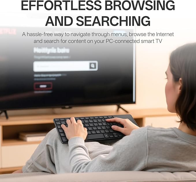 Rapoo Portable Wireless Keyboard with Touchpad, Multi-Device HTPC Keyboard for PC-Connected TV/Tablet/Steam Deck/Gaming Console/Raspberry Pi/Mini PC - Support Touch Gestures for Windows & Mac, Black