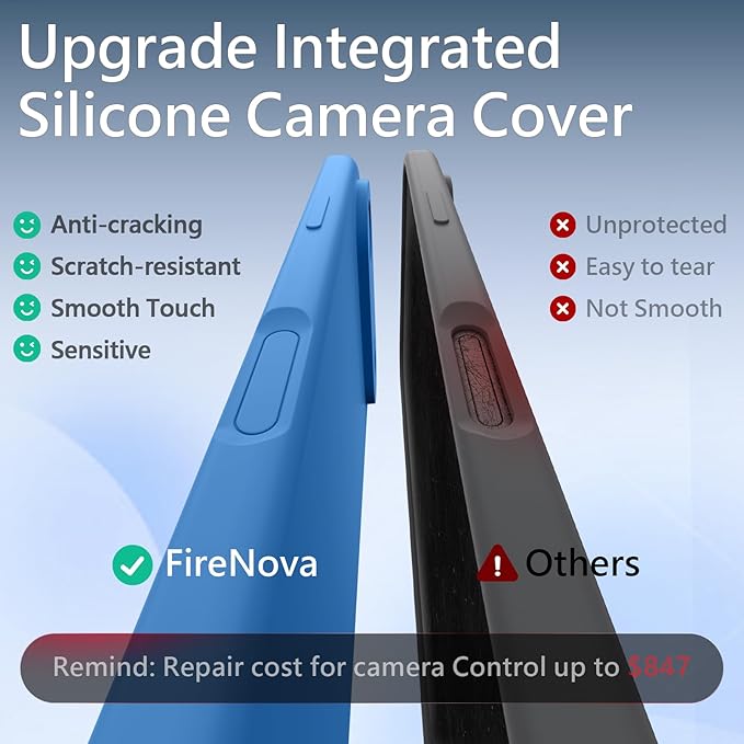 FireNova Magnetic for iPhone Air Case, Compatible with MagSafe, [Integrated Silicone Camera Control Button] [Camera Protection] Microfiber Lining Phone Case for iPhone 17 Air, 6.5", Blue