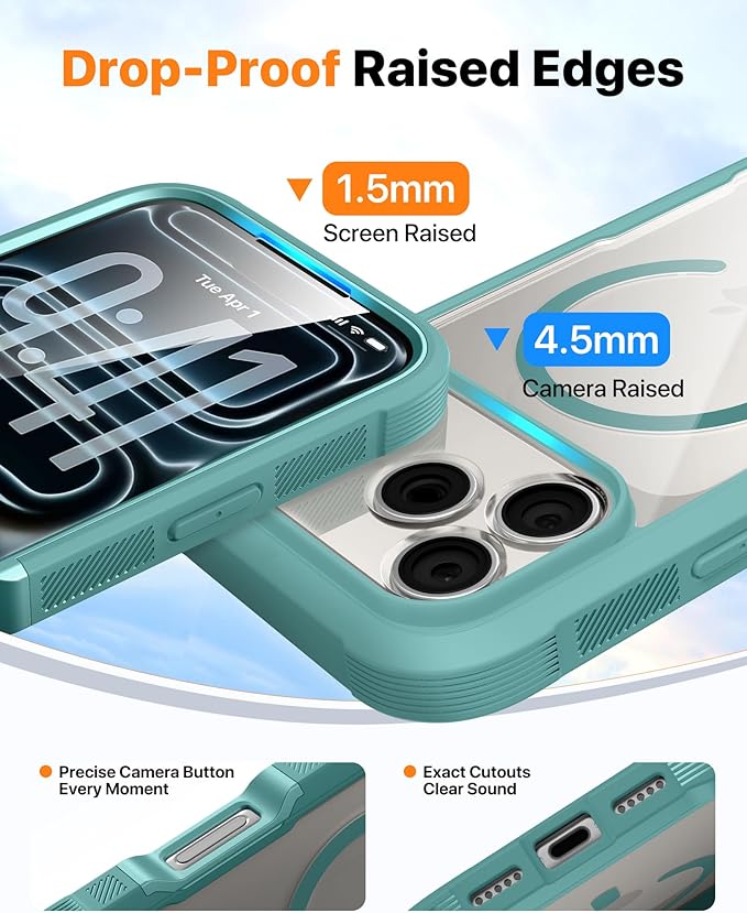 Diaclara Magnetic Designed for iPhone 17 Pro Max Case Full Body Bumper,[Compatible with MagSafe] Military Drop Proof Cover with Built-in Touch Sensitive Anti-Scratch Screen Protector,Green