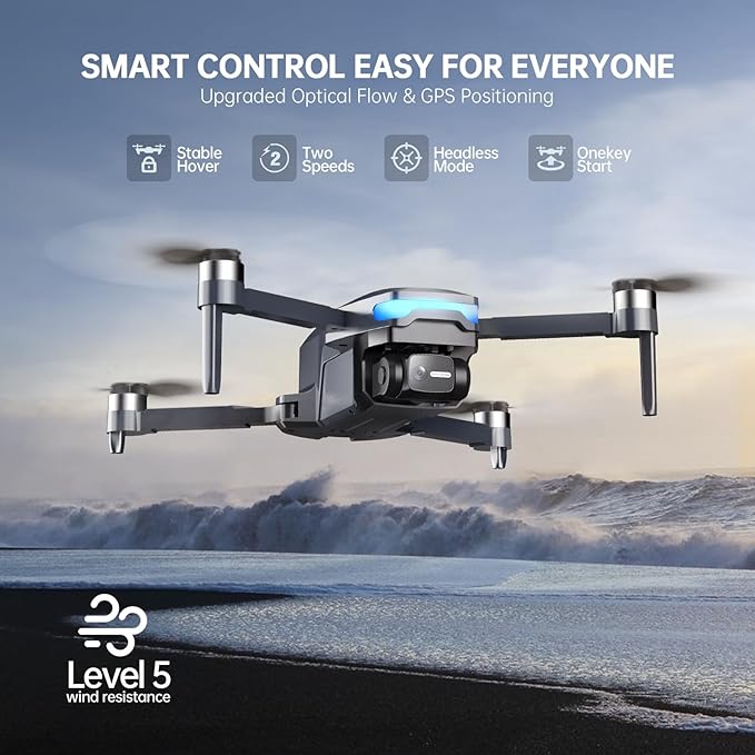 GPS Drones with Camera for Adults 4K, Under 249g, 45 Mins Flight, Brushless Motor, Light, Auto Follow, Tap Fly & Circle Fly, One Key Start, Foldable Drone for Adults Beginners