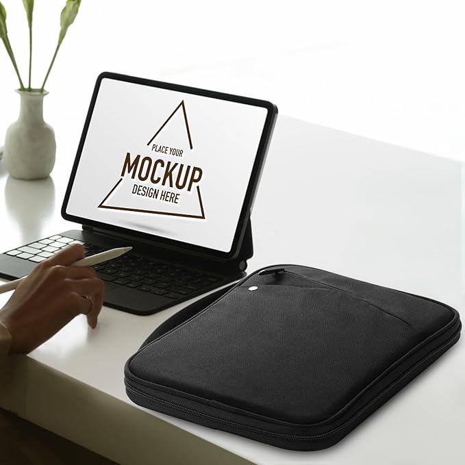 MoKo 12.9 Inch Tablet Sleeve Carrying Case with Handle, Padded Protective Travel Bag for New 13 Inch iPad Air M4 2026 & Pro M5 2025, iPad Pro 12.9 M2&M1, Galaxy Tab S9/S8 Plus 12.4", Black