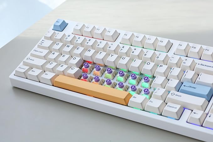 NJ98 Wireless Custom Mechanical Keyboard with Screen Knob 96% Hot Swappable RGB Keyboard Mac Windows (Dark, Barss Plate - Box Taro Ice Cream Pro)