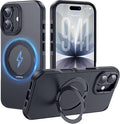 Strong Magnetic Case for iPhone 17 (6.3", 2025) with Stand, Drop-Proof Bumper Cover with Contrast Color Border, Military-Grade Drop Protection, Shockproof Slim Thin Cover,Black