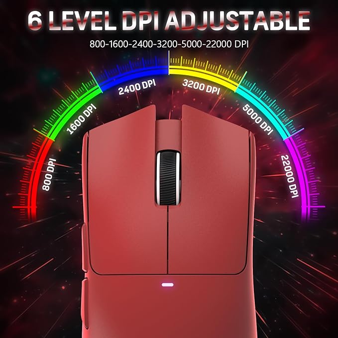 MAGIC-REFINER Attack Shark X11 59g Superlight Wireless Gaming Mouse with Magnetic RGB Charging Dock，BT/2.4G Wireless/Wired Mouse, 22000 DPI，5 Programmable Buttons for PC/Laptop/Mac（Red）