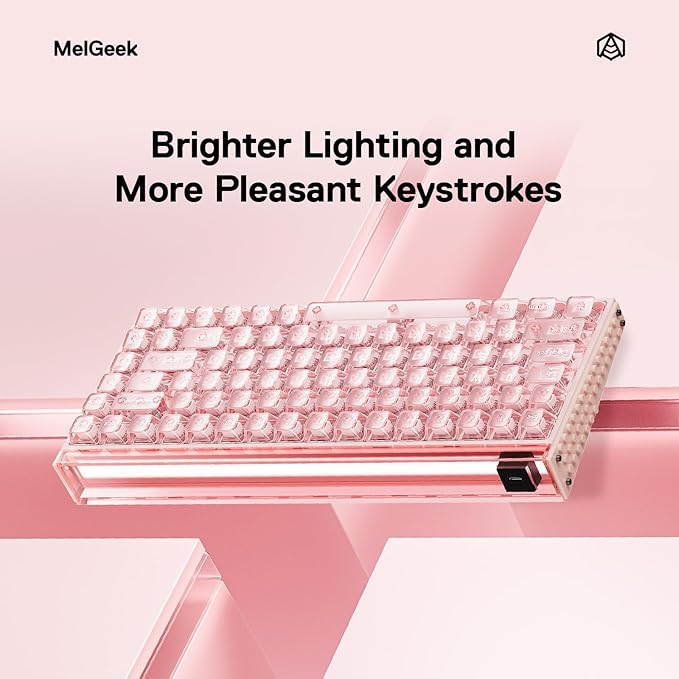MelGeek MADE84 Ultra+ Wired Gaming Keyboard, Magnetic Keyboard with Hall Effect, 75% Compact Rapid Trigger, Hot-Swappable, RGB Snap Tap & Adjustable Actuation, HIVE Custom, Aluminum Case-Jelly Pink
