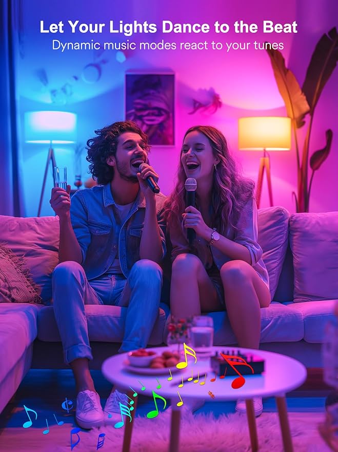 ANGELHALO Smart Light Bulbs, Color Changing A19 LED Light Bulb, Work with Alexa and Google Assistant, Wi-Fi & Bluetooth Light Bulbs, 16 Million Colors RGBCW, Music Sync, 800 Lumens, 2.4Ghz only,4 Pack