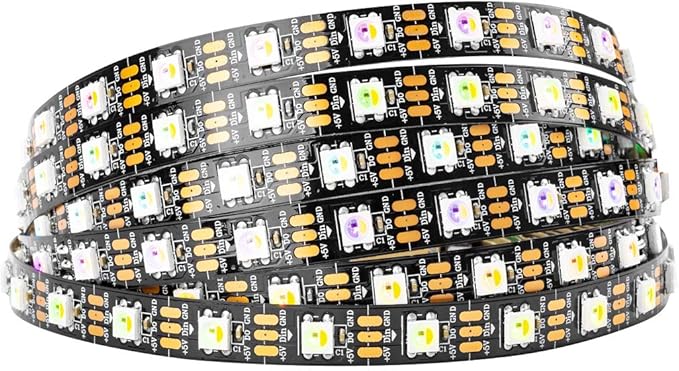 BTF-LIGHTING RGBW RGB+Cool White SK6812 (Similar WS2812B) 4 Colors in 1 LED Strip Individually Addressable 16.4ft 60Pixel/m 300LED Light Dream Color IP30 DC5V Black PCB (No Adapter or Controller)