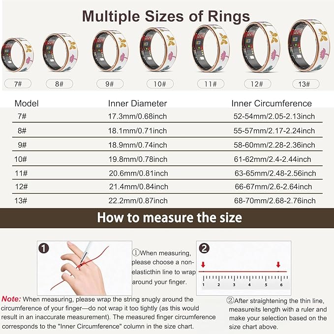 Smart Ring for Women,Fitness Tracker with Heart Rate,Blood Oxygen,Menstrual Cycle,Sleep Monitoring,Step Counting,IP68 Waterproof for iOS and Android,No Subscription Fee (11#)