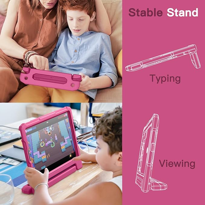 JETech Kids Case for iPad Pro 11 Inch (2022/2021/2020/2018 Model), iPad Air 5/4 (10.9-Inch) with Built-in Screen Protector, Shockproof Full-Body Handle Stand Tablet Protective Cover (Plum)