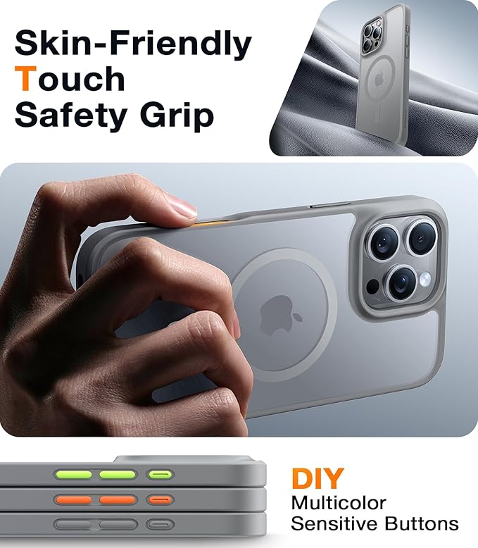 TORRAS Magnetic Shockproof for iPhone 16 Pro Max Case, [4X Military-Grade Protection] [Compatible with MagSafe] Translucent Case for iPhone 16 Pro Max Anti-Scratch Guardian 6.9"