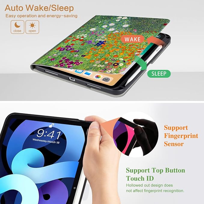 Vimorco for iPad Air 11 Inch Case M4 2026, for iPad Air 5th/4th Gen Cases 10.9-inch,for iPad Pro 11 Inch Case 4th/3rd/2nd/1st Generation 360 Degree Rotating Pencil Holder 4 Viewing Angles, Garden