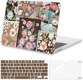 MOSISO Compatible with MacBook Air 13 inch Case M5 2026 M4 2025 M3 M2 2024-2022 A3449 A3240 A3113 A2681, Spliced Flowers Hard Shell&Keyboard Cover&Screen Film for MacBook Air 13.6 inch Case, Brown