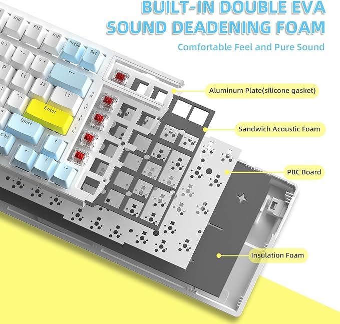 Ajazz Mechanical Gaming Keyboard,Hot Swappable Mechanical Keyboard with Numeric Pad,Compact USB Wired Keyboard 100 Keys Double-Shot ABS Keycaps,N-Key Rollover RGB Custom Keyboard for PC Mac(MX Red)