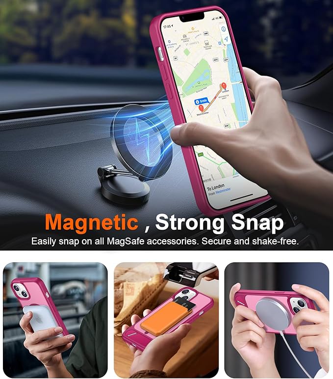 Magnetic Compatible with iPhone 14 Case/iPhone 13 Case,[Built-in Invisible Kickstand][Compatible with MagSafe][Military Grade Shockproof] Slim Translucent Matte Phone Case for iPhone 14/13 6.1"