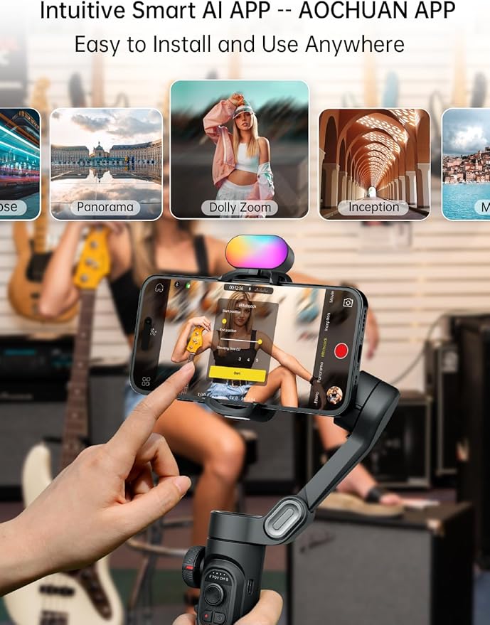 Gimbal stabilizer for Smartphone,Gesture Control/face Tracking, Double Magnetic Fill Light, 7 Color Temperature, Portable Hard Case, EVA Protective Storage Bag w/Hand Strap, Smart XE KIT& B30& L20