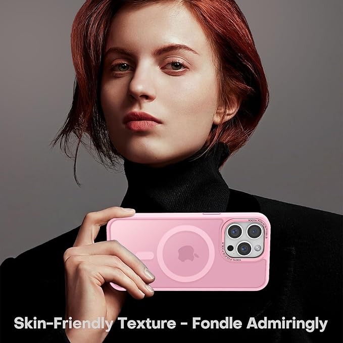 Newfuture Designed for iPhone 13 Pro Max Case with Magnetic [13 FT Military Drop Protection] [Compatible with Magsafe] Slim Translucent Matte Shockproof with Anti-Fingerprint Phone Case, Chalk Pink