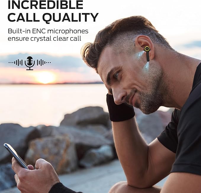 Monster Clarity 102 Plus Wireless Earbuds, Bluetooth Headphones with HiFi Stereo, 4 ENC Mic for Crystal Clear Call, 30H Playtime, Type-C Charging, IPX6 Waterproof in-Ear Ear Buds for Sports (Gold)