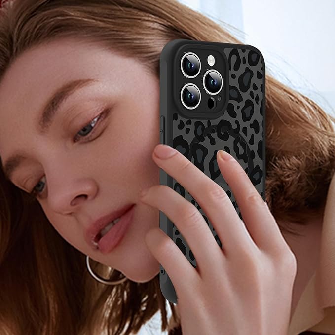 KANGHAR Case for iPhone 14 Pro Phone Case [Compatible with Magsafe] Leopard Printed Pattern Cute Cheetah Protective Magnetic Case for Girls Women Men 6.1"