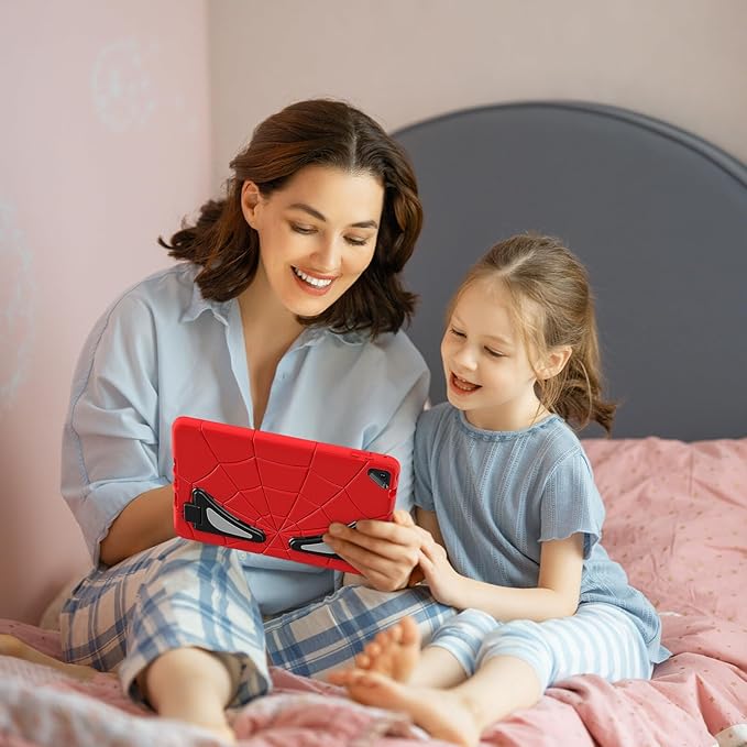 AKABEILA Compatible with Apple iPad 9.7 5th/6th(2017/2018)/iPad Air 2/iPad Pro 9.7 Tablet Case，Lightweight Shockproof Rugged Protective Cover with Kickstand for Kids Children Boys Babies Red Black