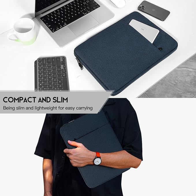 15.6 16 inch Laptop Sleeve Case for HP Envy X360/Pavilion 15, HP Omnibook 16, Lenovo IdeaPad 15, Dell Inspiron Plus 16, Acer Aspire 15, ASUS, Water-Restistant 15.6 Computer Bag -Navy Blue