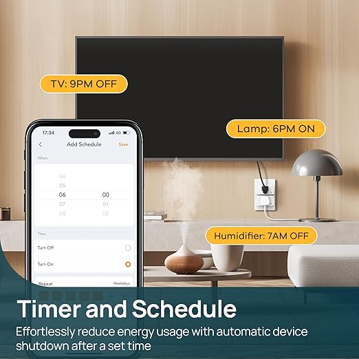Matter Smart Plug 2pack Bundle with Matter Smart Plug with Night Light 4pack (Compatible with Alexa, Apple Home, Google, Smart Outlet 15A/1800W Max, 2700K Soft White, Plug into Wall, Timer&Schedule)