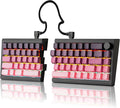 ZORNHER ST68 Wireless Ergonomic Split Mechanical Keyboard,65% Pink & Purple Custom Creamy TKL Keyboard with Knob,Lighted Up PBT Keycaps,Pre-lubed Clicky Switches,Hot-Swappable,RGB Backlit