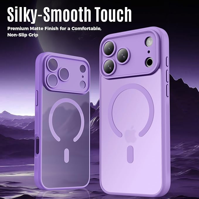 Symcele Designed for iPhone 17 Pro Case, Compatible with MagSafe, [Camera Protection] [15FT Military Drop Protection] Shockproof Translucent Matte Anti-Slip Phone Case, 6.3", Light Purple