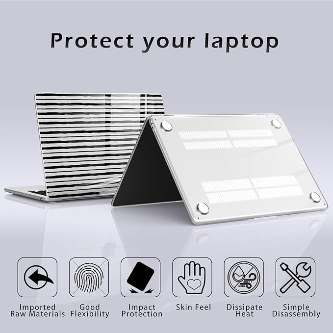 Compatible with MacBook Pro 13 inch Case M2 2025, 2024-2016 A2338 M1 A2251 A2289 A2159 A1989 A1708 A1706, Cute Black Stripe Protective Hard Shell Clear Cover for Mac Pro 13