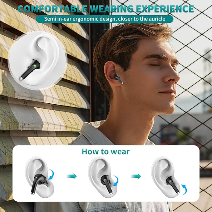 ACAGET Wireless Headphone for Samsung Galaxy S26 Ultra S25 S24 S23 FE S22 Plus Bluetooth 5.3 Earbuds Noise Isolation Earphones for iPhone 16 15 17 Pro Max 14 13 HiFi Stereo Headset for Galaxy Z Flip