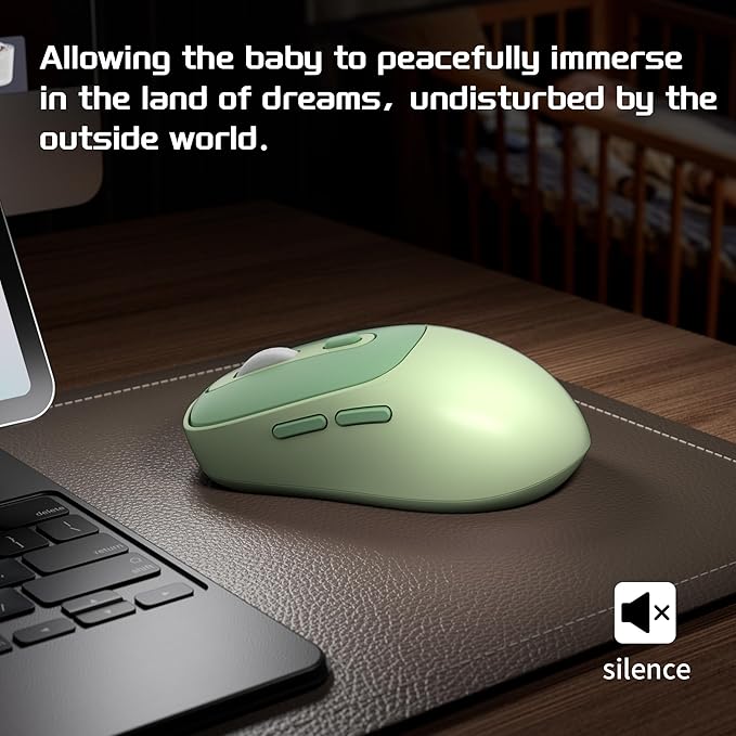 Camiysn V100 Wireless Green Mouse, Ultra-Light 2.4G USB Mouse with Adjustable DPI, Premium Rubber Scroll Wheel & Advanced Optical Sensor, Auto Sleep Mode for Energy Saving
