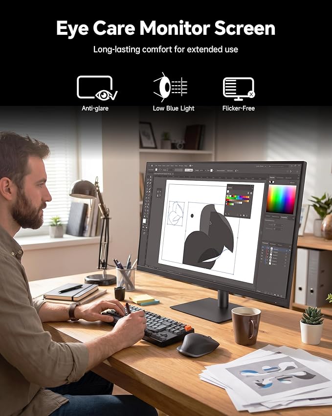 KTC 32 Inch 2K 120Hz Computer Monitor, IPS QHD 2560 x 1440p Monitor with Ultra-Thin Bezels, HDR10, Adaptive Sync, HDMI/Display Ports, Tilt Adjustable, Eyecare, for Office and Casual Gaming, H32T13