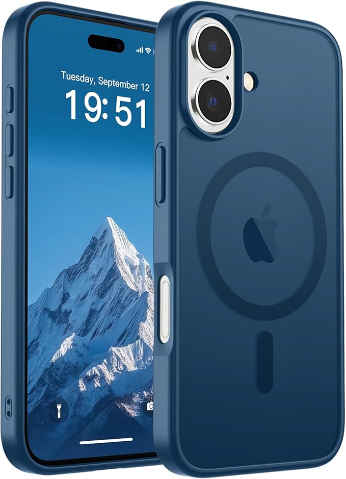 SUPFINE Magnetic for iPhone 17 Case (Compatible with MagSafe)(Military Grade Drop Protection) Translucent Matte Shockproof with Anti-Fingerprint Phone Cover,Deep Blue