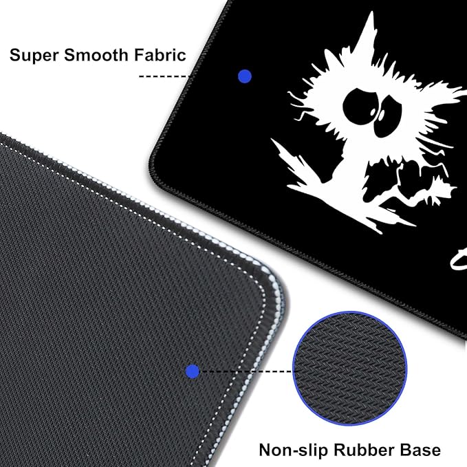 Desk Mat,Large Mouse Pad 35''×15.6'' XXL Extended Gaming Mouse Pad Mat with Non-Slip Base Stitched Eges Mousepad for Computer,Office,Keyboard and Laptop - Black Cat