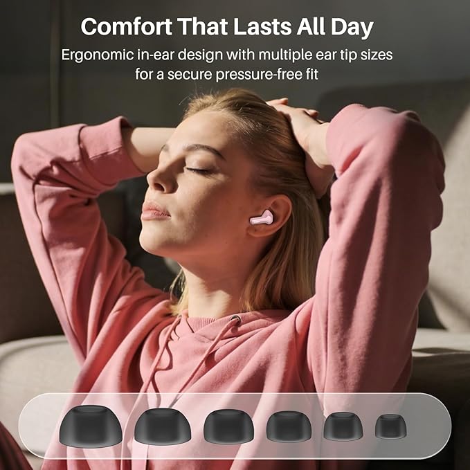 TOZO Hybrid Active Noise Cancelling Wireless Earbuds with 6 Mics AI Clear Call Ear Buds 68H Playtime with LED Display 32 Preset EQs via APP Bluetooth 5.3 IPX8 Waterproof in Ear Headphones