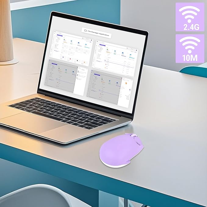 elec Space Cute Pig Design Wireless Mouse Dual Mode Bluetooth & USB Mouse, Silent Operation, Ergonomic, Perfect for Laptops & PCs, Ideal Gift for Animal Lovers and Family(Purple)