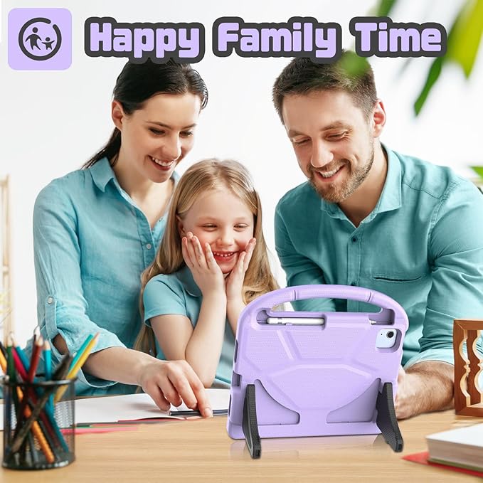 YIHE Kids Case for iPad (A16) 11th Generation 11 Inch 2025 & iPad 10th Generation 10.9 inch 2022, with Built-in Screen Protector and Stable Stand, Full Body Shockproof Protective Cover - Light Purple
