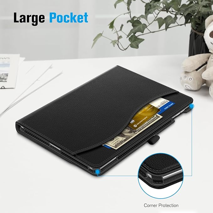 Fintie Case for iPad Pro 9.7 Inch 2016 Release Tablet- [Corner Protection] Multi-Angle Viewing Folio Smart Stand Back Cover with Pocket, Pencil Holder, Auto Wake/Sleep, Black