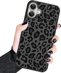 KANGHAR Case Compatible with iPhone 16,Black Leopard Design,Tire Texture Non-Slip +Shockproof Rugged TPU Protective Case for iPhone 16 6.1 Inch