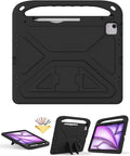 Kids Case for iPad Pro 13 inch (M5) 2025/ (M4) 2024, with Pencil Holder/Kickstand/Handle Stand Lightweight Cute Soft EVA Shockproof Silicone Anti-Slip Grip Rugged Girls Boys Cover, Black