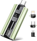 EATOP 512GB Dual Interface Flash Drive, No App Required, Portable USB Storage Memory Stick for iPhone, iPad, Android, PC & Mac – Easily Stores Photos, Videos & Files (Sage Green)