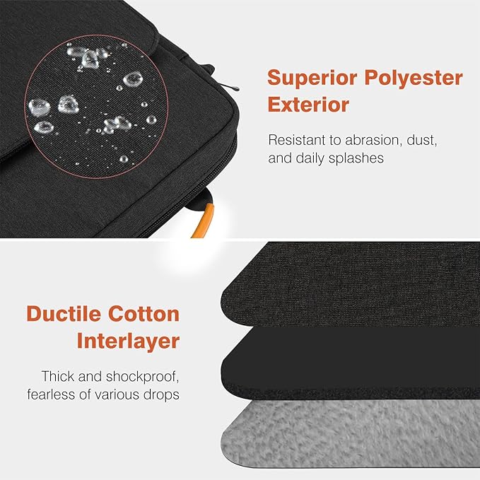 Dadanism 13 Inch Tablet Sleeve Shoulder Bag with Handle for iPad Pro 13" M4 2024, iPad Air 13", iPad Pro 12.9", Galaxy Tab S10+ Plus/S9 FE+/S9+ Plus 12.4", Remarkable Paper Pro 11.8", Black Gray