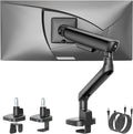 monTEK Single Monitor Arm with USB, Mechanical Spring Monitor Arm for 17-40" Screens, Adjustable Monitor Desk Mount Holds up to 26.4 lbs with C Clamp/Grommet Desk Mount, VESA 75/100mm